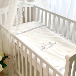 Set lenjerie pentru pătuț bebeluși 3 piese Baby King, culoare gri